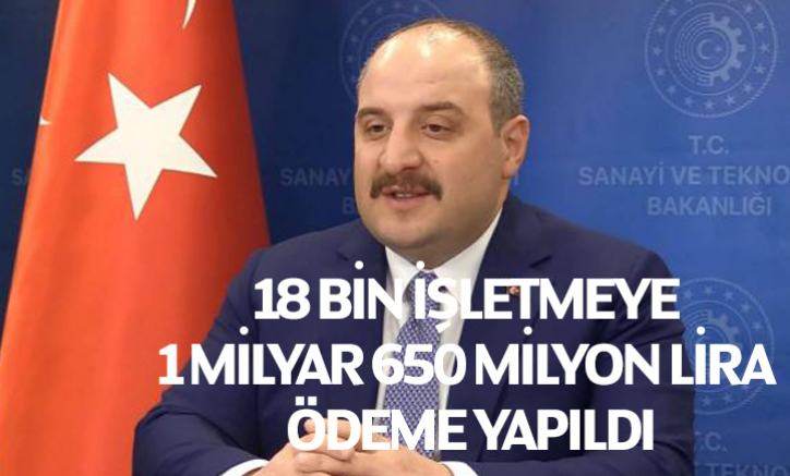 18 bin işletmeye 1 milyar 650 milyon lira ödeme yapıldı