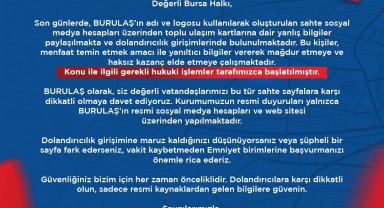 BURULAŞ'tan dolandıcılık uyarısı