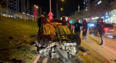 Kontrolden çıkan otomobil refüje çarparak takla attı: 1 yaralı