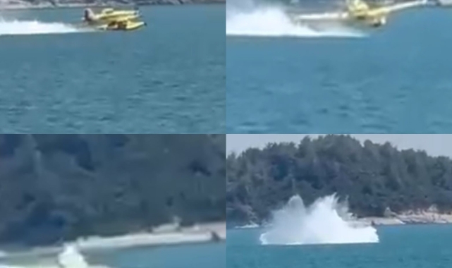 Adana’da uçağın suya düşme anı kamerada