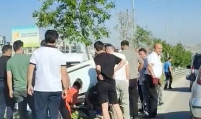 Kontrolden çıktı böyle takla attı, kaza yapan çiftin burnu kanamadı