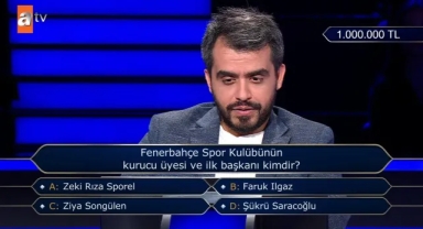 Kim Milyoner Olmak İster'de 1 Milyon TL Sorusu: Fenerbahçe'nin İlk Başkanı Soruldu