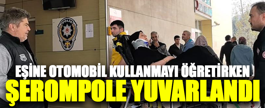 İnegöl’de otomobil şarampole yuvarlandı: 2 yaralı