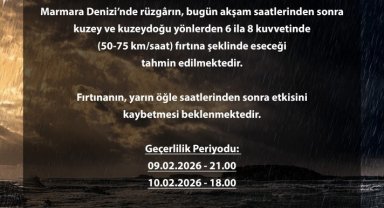 Bursa Valiliği'nden Marmara için fırtına uyarısı