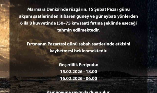 Bursa Valiliğinden Marmara Denizi için fırtına uyarısı