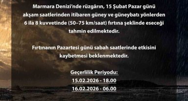 Bursa Valiliğinden Marmara Denizi için fırtına uyarısı