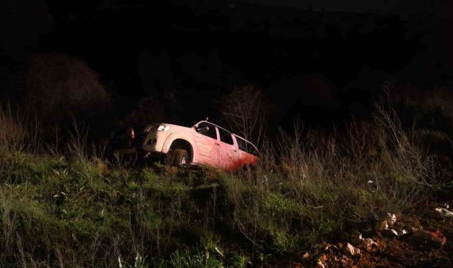 Kontrolden çıkan kamyonet şarampole yuvarlandı, sürücü yaralandı