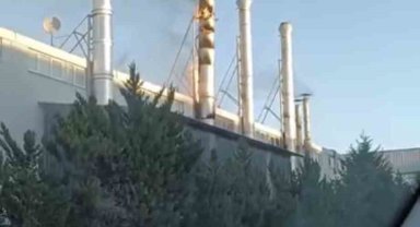 Bursa'da fabrika bacasında yangın çıktı