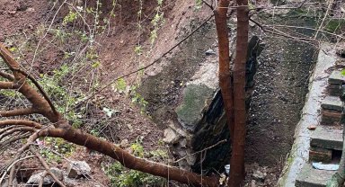 Bursa'da yağış sonrası istinat duvarı çöktü