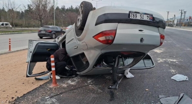 Otomobil takla attı: Şans eseri yaralanan olmadı