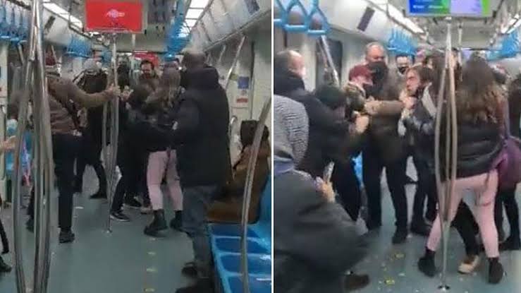 Bursa'da Metro İstasyonunda Tekmeli Yumruklu Kavga