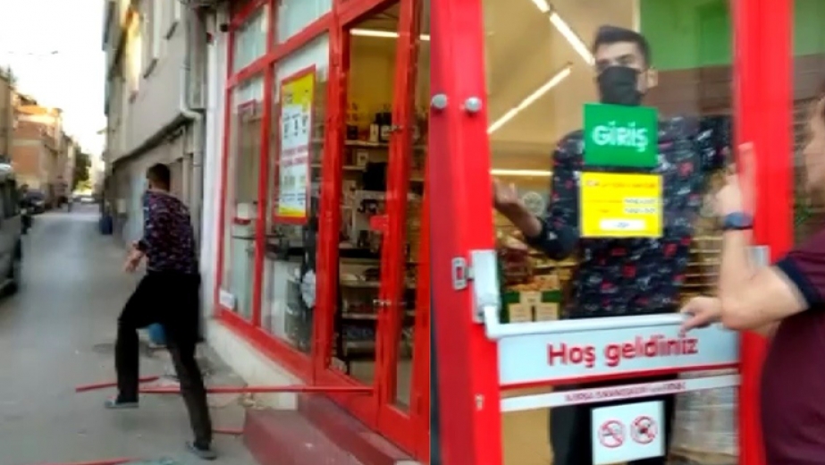 Bursa'da Markete Kilitlenen Hırsız...