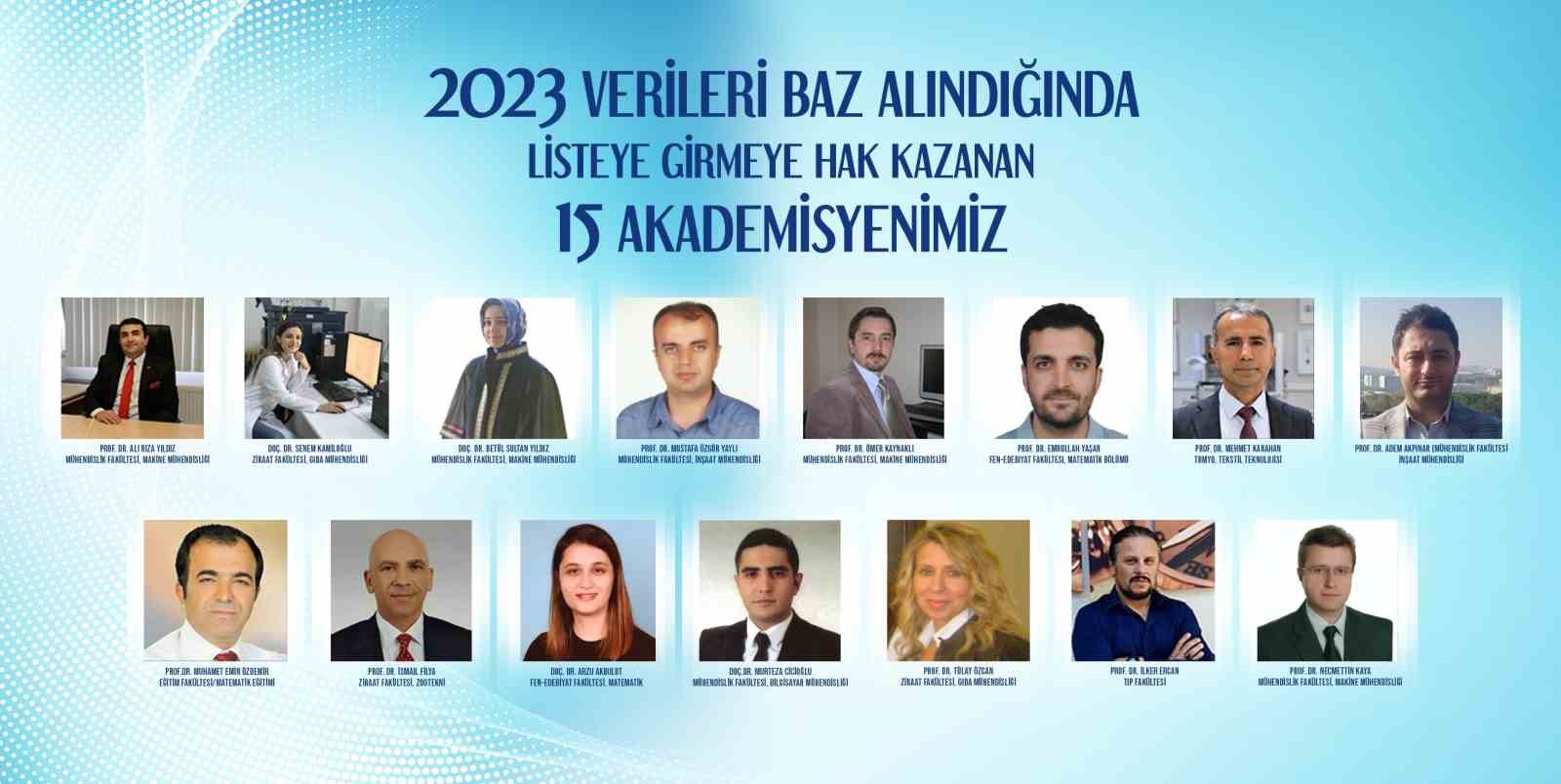 Bursa Uludağ Üniversitesinden 15 Akademisyen Dünyanın En Başarılı Bilim Adamları Listesinde