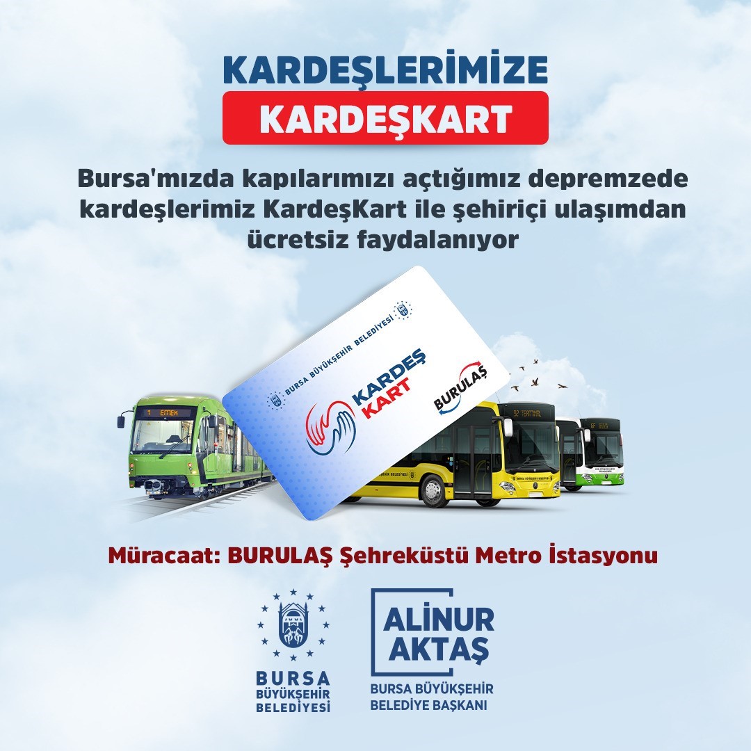 Bursada Ulaşım Depremzedelere Ücretsiz