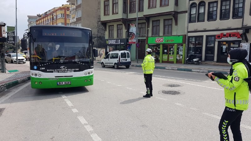 Bursadaki Toplu Taşımalara Korona Virüs Denetimi