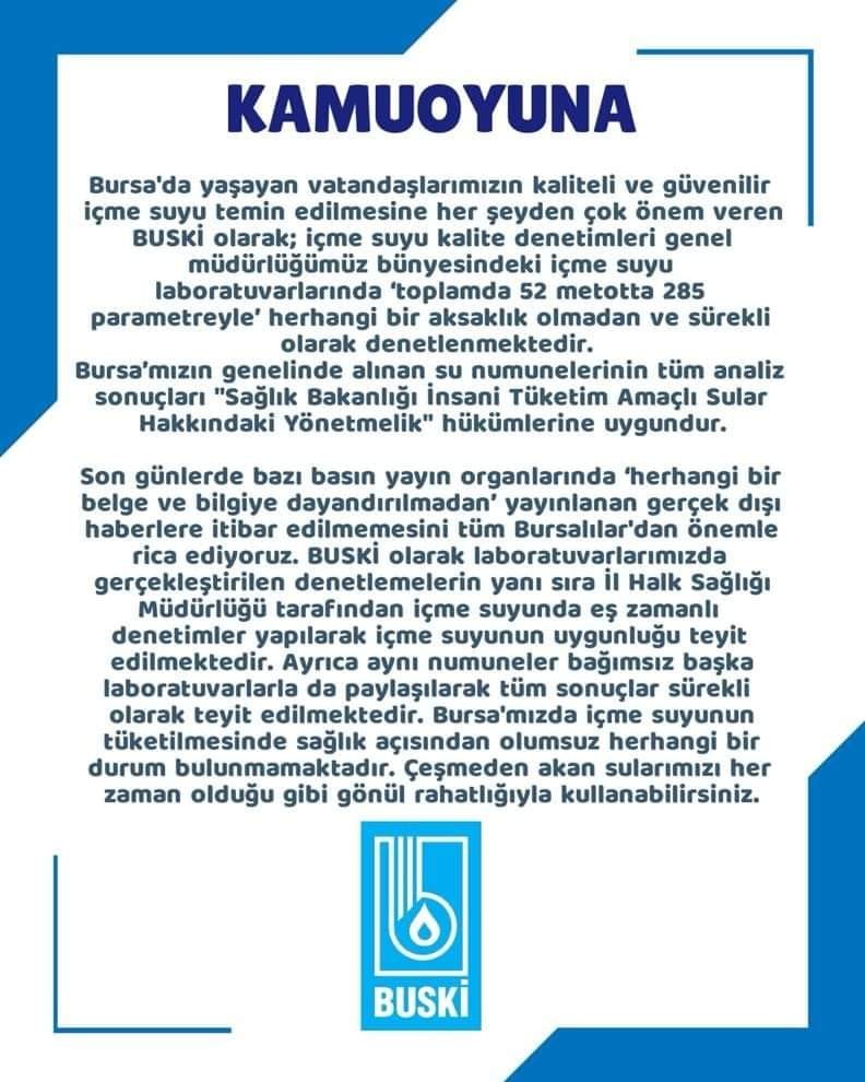 BUSKİ'den Açıklama