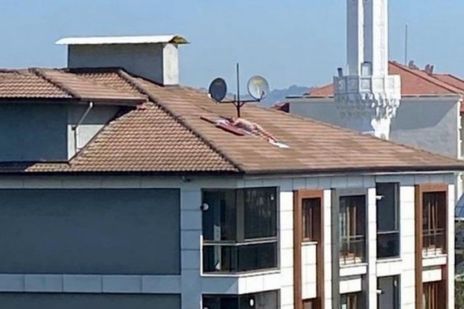 Çatıda çıplak halde güneşlenmişti!