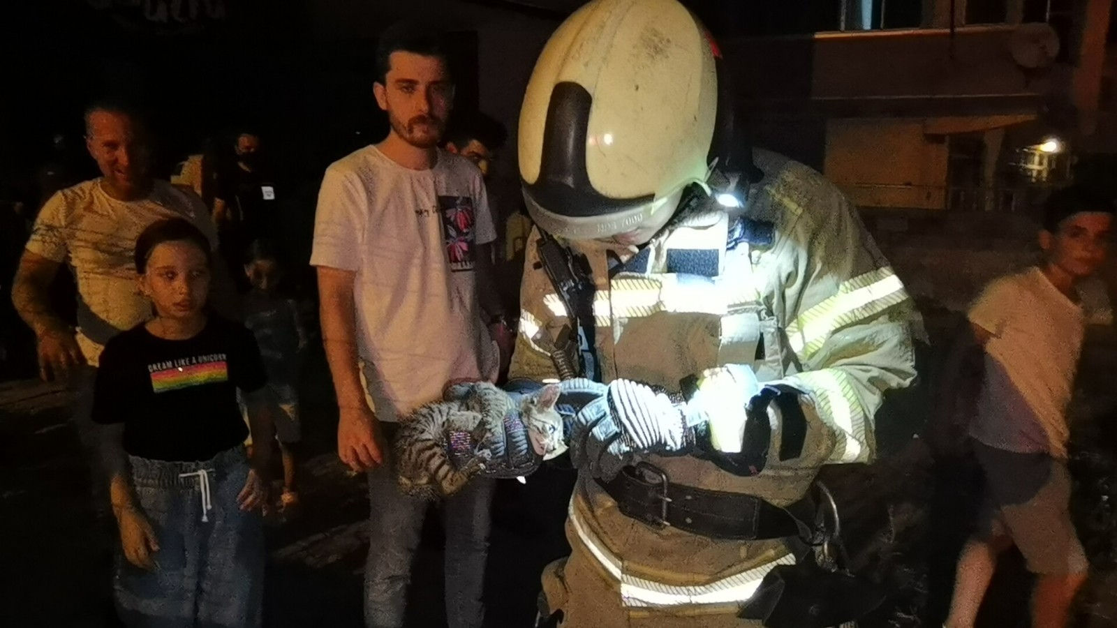 Kapı Arasına Sıkışan Yavru Kediyi İtfaiye Kurtardı