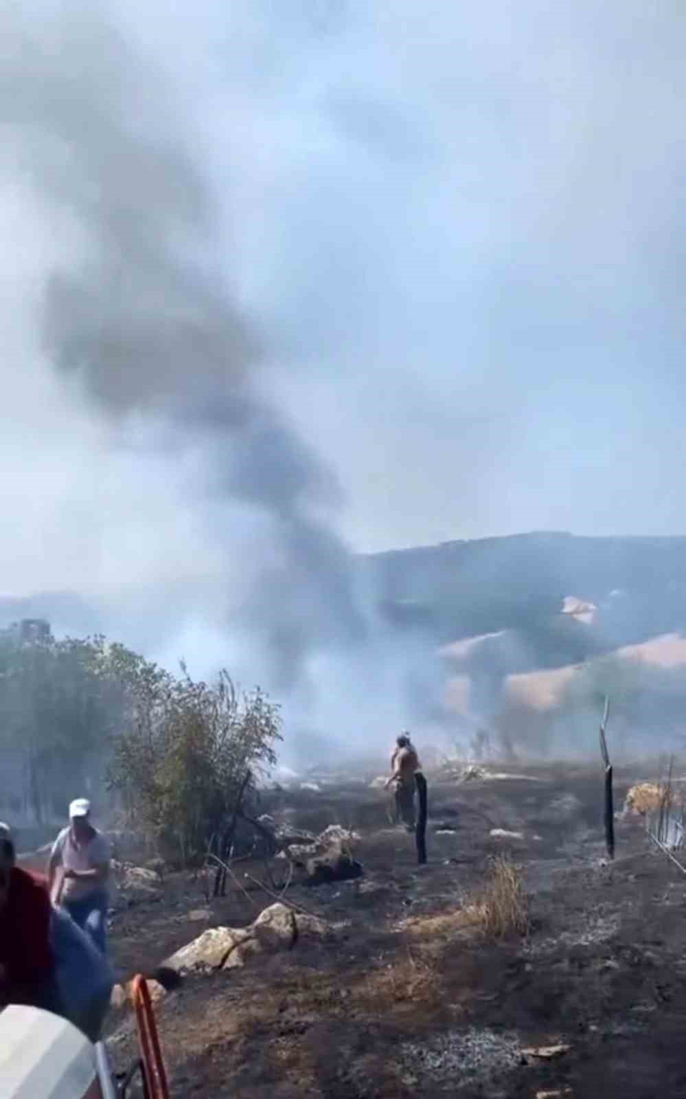 Karacabeyde Otluk Alanda Çıkan Yangın Korkuttu