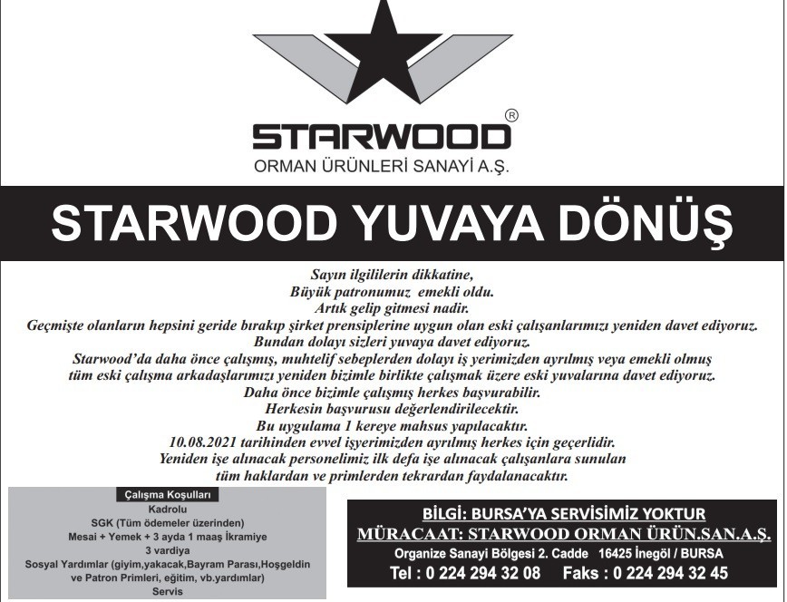 Starwooddan “Büyük Patron Emekli Oldu, Yuvaya Dönebilirsiniz” İlanı