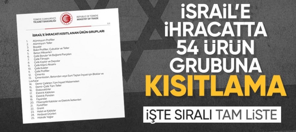 Ticaret Bakanlığı'ndan İsrail'e ihracat kısıtlamasına ilişkin açıklama: Sıkı bir şekilde uygulanıyor